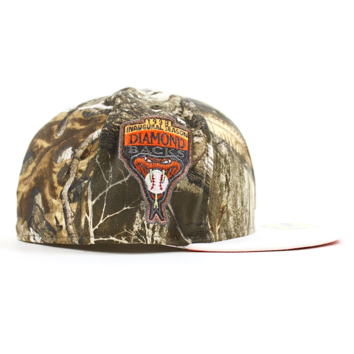 Arizona Diamondbacks 1998 Inaugural Season New Era 59Fifty Fitted Hat (Real Tree Camo White Orange Under Brim)