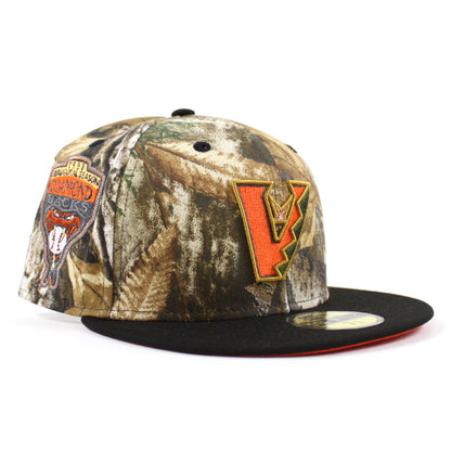 Arizona Diamondbacks 1998 Inaugural Season New Era 59Fifty Fitted Hat (Real Tree Camo Black Orange Under Brim)
