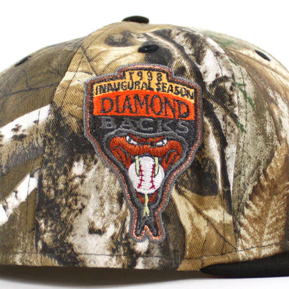 Arizona Diamondbacks 1998 Inaugural Season New Era 59Fifty Fitted Hat (Real Tree Camo Black Orange Under Brim)