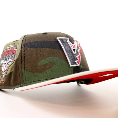 Arizona Diamondbacks 1998 Inaugural Season New Era 59Fifty Fitted Hat (Upside Down WoodLand Camo Stone Scarlet Under Brim)