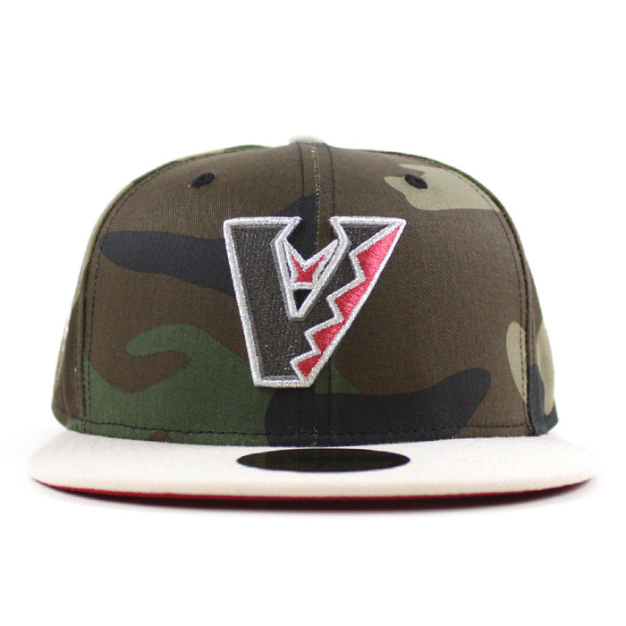 Arizona Diamondbacks 1998 Inaugural Season New Era 59Fifty Fitted Hat (Upside Down WoodLand Camo Stone Scarlet Under Brim)