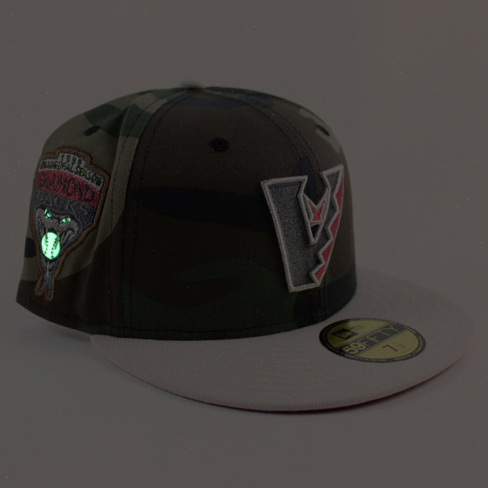 Arizona Diamondbacks 1998 Inaugural Season New Era 59Fifty Fitted Hat (Upside Down WoodLand Camo Stone Scarlet Under Brim)