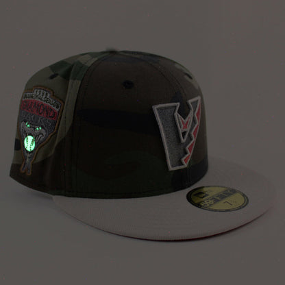 Arizona Diamondbacks 1998 Inaugural Season New Era 59Fifty Fitted Hat (Upside Down WoodLand Camo Stone Scarlet Under Brim)