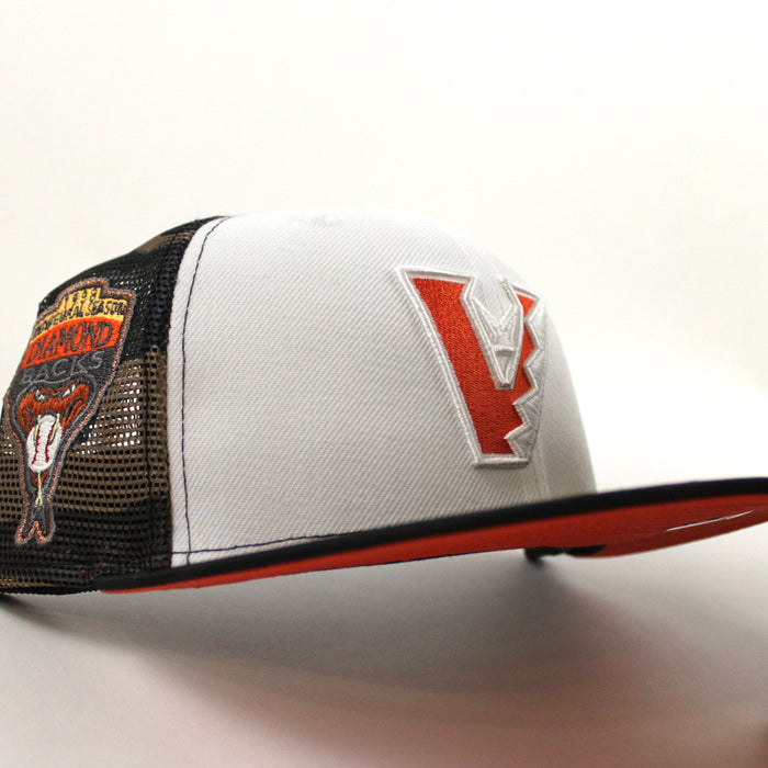 Arizona Diamondbacks 1998 Inaugural Season New Era 59Fifty Fitted Hat (White WoodLand Orange Under Brim)
