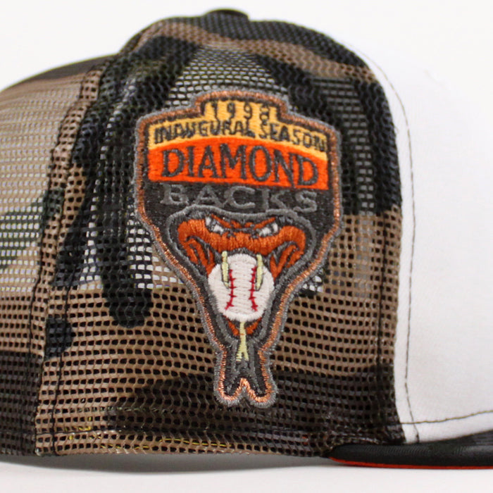 Arizona Diamondbacks 1998 Inaugural Season New Era 59Fifty Fitted Hat (White WoodLand Orange Under Brim)
