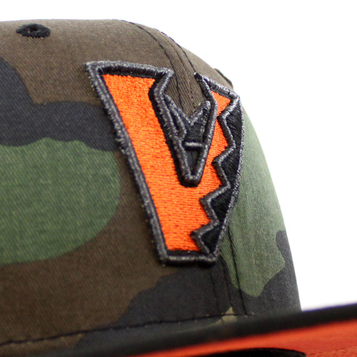Arizona Diamondbacks 1998 inaugural Season New Era 59Fifty Fitted Hat (WoodLand Camo Black Orange Under Brim)