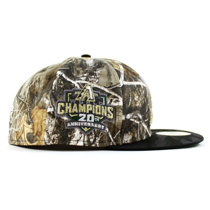 Arizona Diamondbacks 20th Anniversary New Era 59Fifty Fitted Hat (Glow in the Dark Real Tree Camo Tonal Black Green Under Brim)