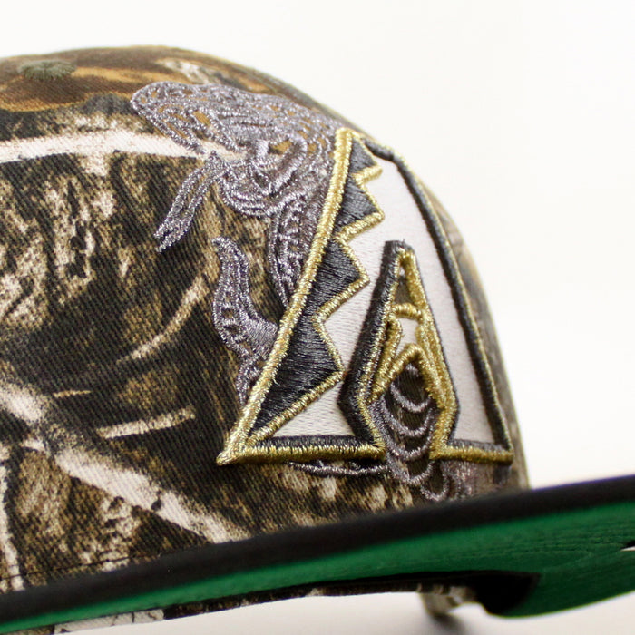 Arizona Diamondbacks 20th Anniversary New Era 59Fifty Fitted Hat (Glow in the Dark Real Tree Camo Tonal Black Green Under Brim)