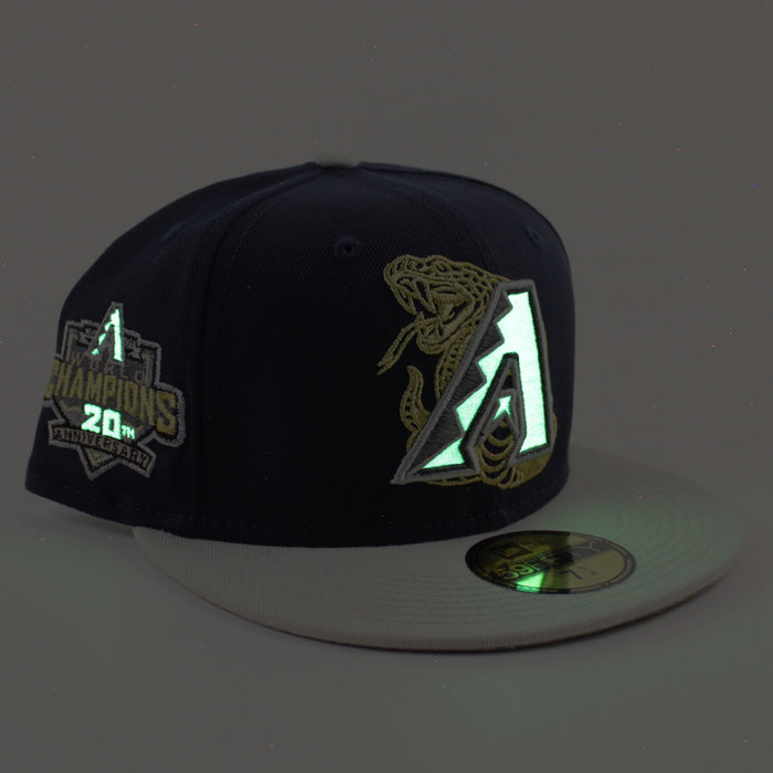 Arizona Diamondbacks 20th Anniversary New Era 59Fifty Fitted Hat (Night Shift Stone Khaki Under Brim)