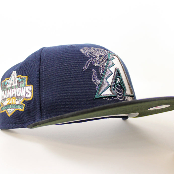 Arizona Diamondbacks 20th Anniversary New Era 59Fifty Fitted Hat (OceanSide Blue Black Camo SeaWeed Green Under Brim)