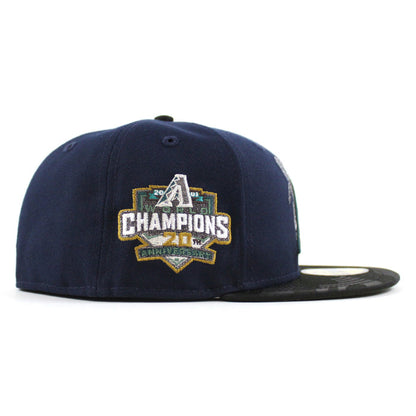 Arizona Diamondbacks 20th Anniversary New Era 59Fifty Fitted Hat (OceanSide Blue Black Camo SeaWeed Green Under Brim)