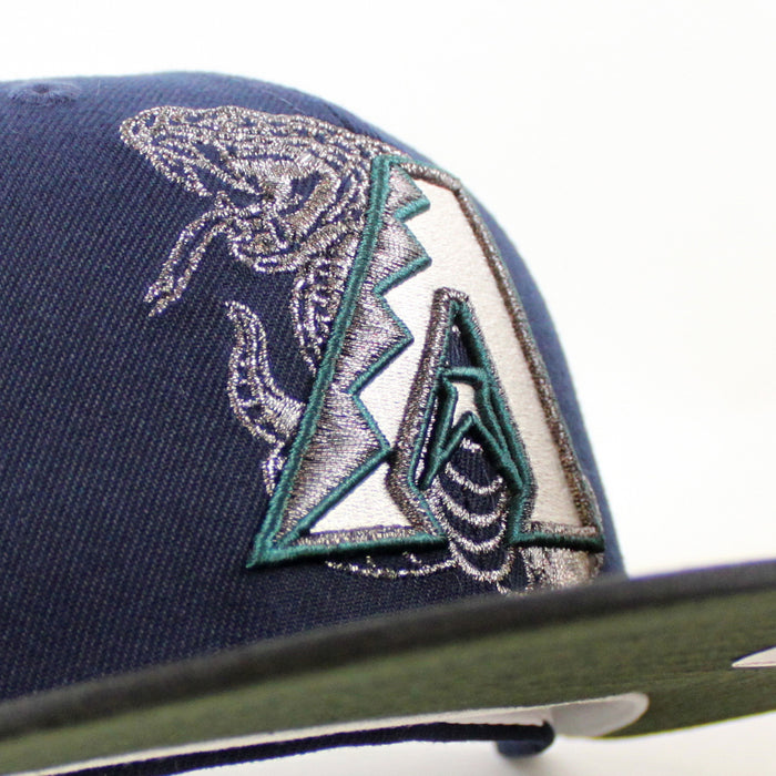 Arizona Diamondbacks 20th Anniversary New Era 59Fifty Fitted Hat (OceanSide Blue Black Camo SeaWeed Green Under Brim)