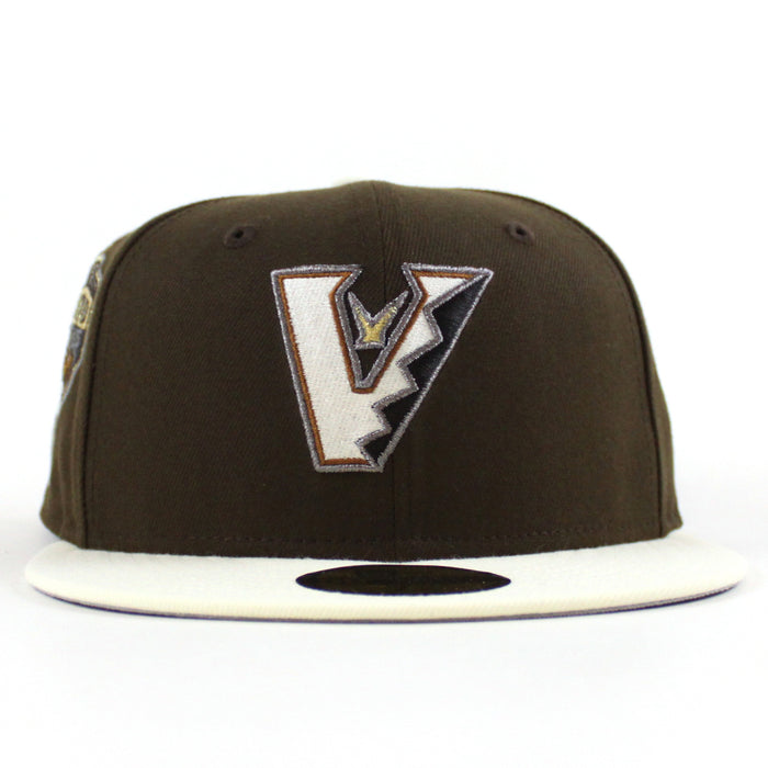 Arizona Diamondbacks Upside Down 1998 Inaugural Season New Era 59Fifty Fitted Hat (Walnut Chrome White Gray Under Brim)
