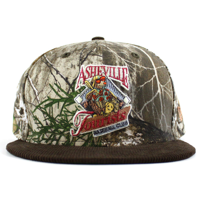 Asheville Tourist HomeTown Collection New Era 59Fifty Fitted Hat (RealTree Camo Brown Corduroy Gray Under Brim)