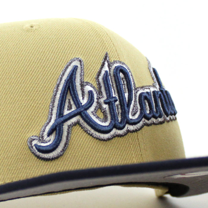 Atlanta Braves 150th ANNIVERSARY New Era 59Fifty Fitted Hat (Vegas Gold Night Shift Navy Gray Under Brim)