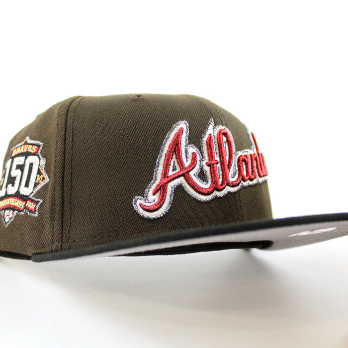 Atlanta Braves 150th Anniversary New Era 59Fifty Fitted Hat (Walnut Black Gray Under Brim)