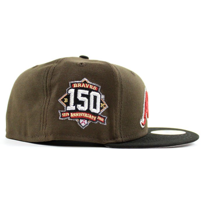 Atlanta Braves 150th Anniversary New Era 59Fifty Fitted Hat (Walnut Black Gray Under Brim)