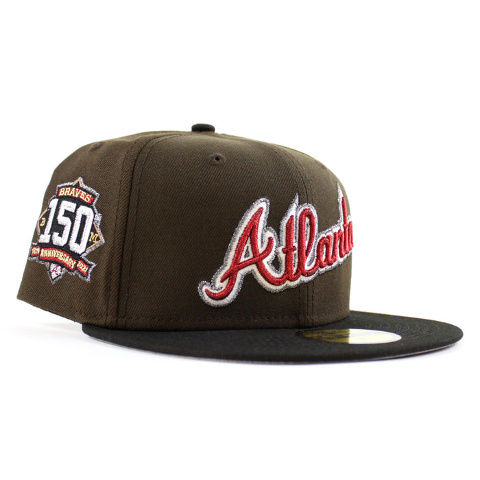 Atlanta Braves 150th Anniversary New Era 59Fifty Fitted Hat (Walnut Black Gray Under Brim)