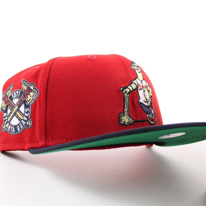 Atlanta Braves 1871 Atlanta Braves Patch New Era 59Fifty Fitted Hat (Scarlet Red Navy Green Under Brim)