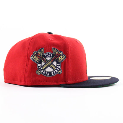 Atlanta Braves 1871 Atlanta Braves Patch New Era 59Fifty Fitted Hat (Scarlet Red Navy Green Under Brim)
