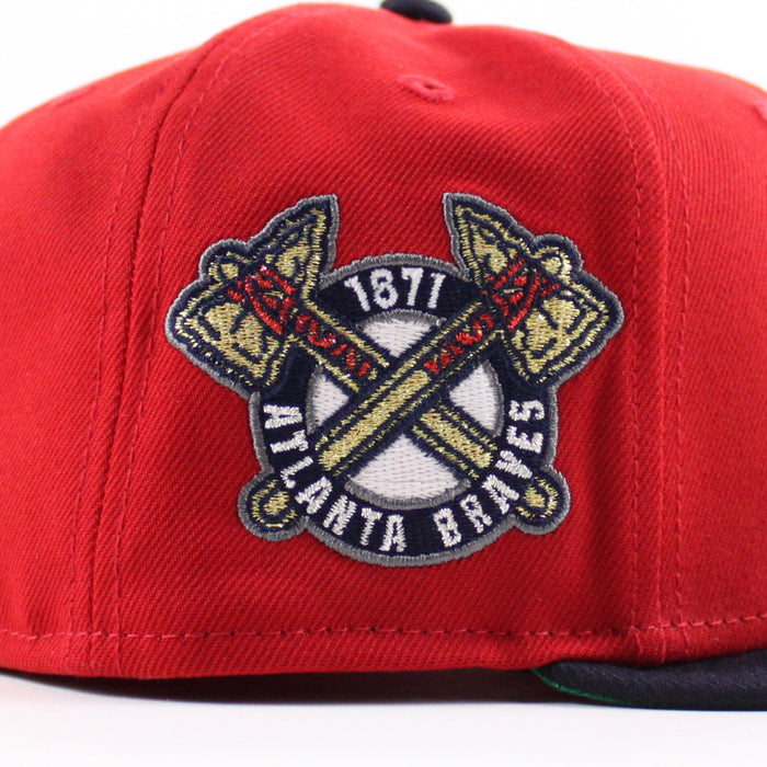 Atlanta Braves 1871 Atlanta Braves Patch New Era 59Fifty Fitted Hat (Scarlet Red Navy Green Under Brim)