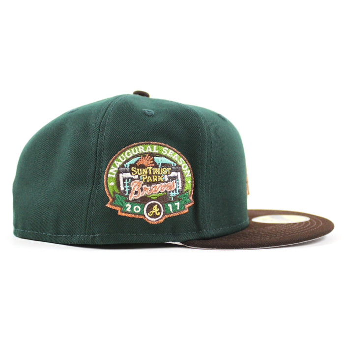 Atlanta Braves 2017 Inaugural Season New Era 59Fifty Fitted Hat (Dark Green BurntWood Gray Under Brim)