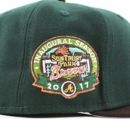 Atlanta Braves 2017 Inaugural Season New Era 59Fifty Fitted Hat (Dark Green BurntWood Gray Under Brim)