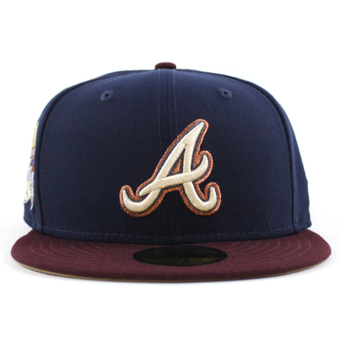 Atlanta Braves 30th Season New Era 59Fifty Fitted Hat (Oceanside Maroon Khaki Under Brim)