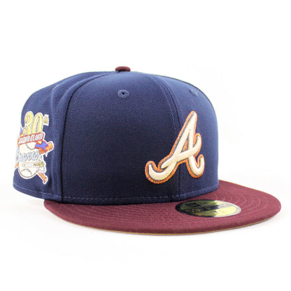 Atlanta Braves 30th Season New Era 59Fifty Fitted Hat (Oceanside Maroon Khaki Under Brim)