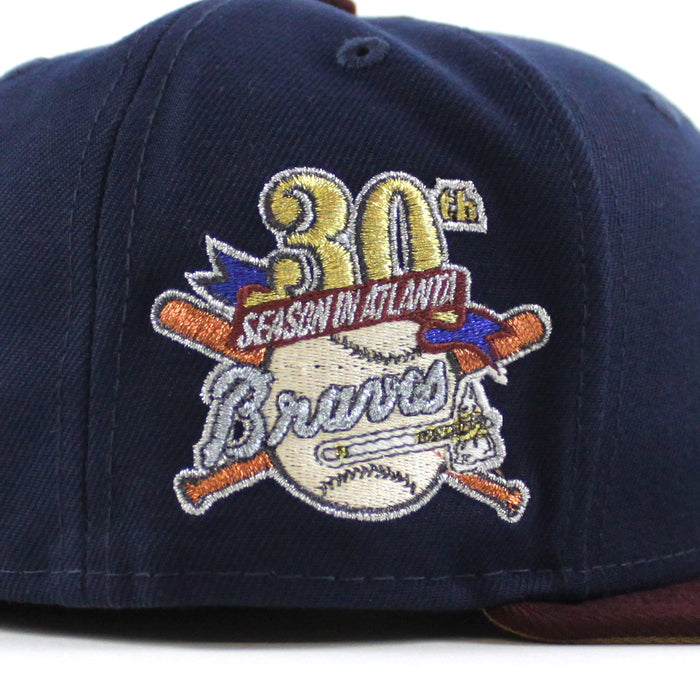 Atlanta Braves 30th Season New Era 59Fifty Fitted Hat (Oceanside Maroon Khaki Under Brim)