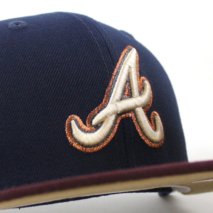 Atlanta Braves 30th Season New Era 59Fifty Fitted Hat (Oceanside Maroon Khaki Under Brim)