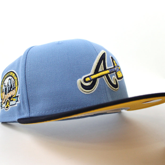 Atlanta Braves 40 ANNIVERSARY New Era 59Fifty Fitted Hat (Glow in the Dark Sky Blue Navy Gold Under Brim)