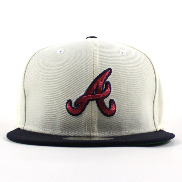 Atlanta Braves 40th ANNIVERSARY New Era 59Fifty Fitted Hat (Chrome White Navy Green Under Brim)