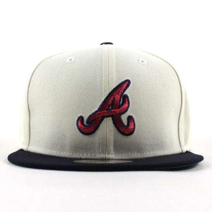 Atlanta Braves 40th ANNIVERSARY New Era 59Fifty Fitted Hat (Chrome White Navy Green Under Brim)