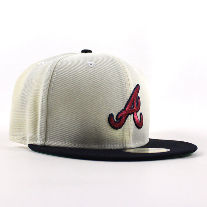 Atlanta Braves 40th ANNIVERSARY New Era 59Fifty Fitted Hat (Chrome White Navy Green Under Brim)