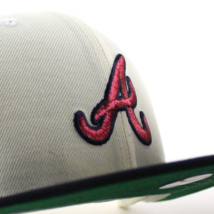 Atlanta Braves 40th ANNIVERSARY New Era 59Fifty Fitted Hat (Chrome White Navy Green Under Brim)