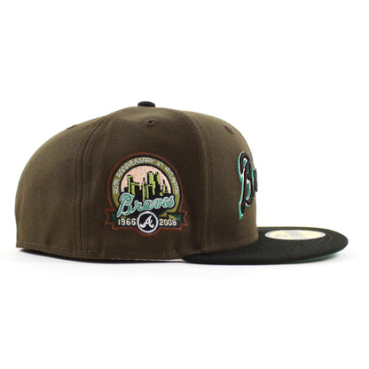 Atlanta Braves 40th Anniversary New Era 59Fifty Fitted Hat (Walnut Black Emerald Under Brim)