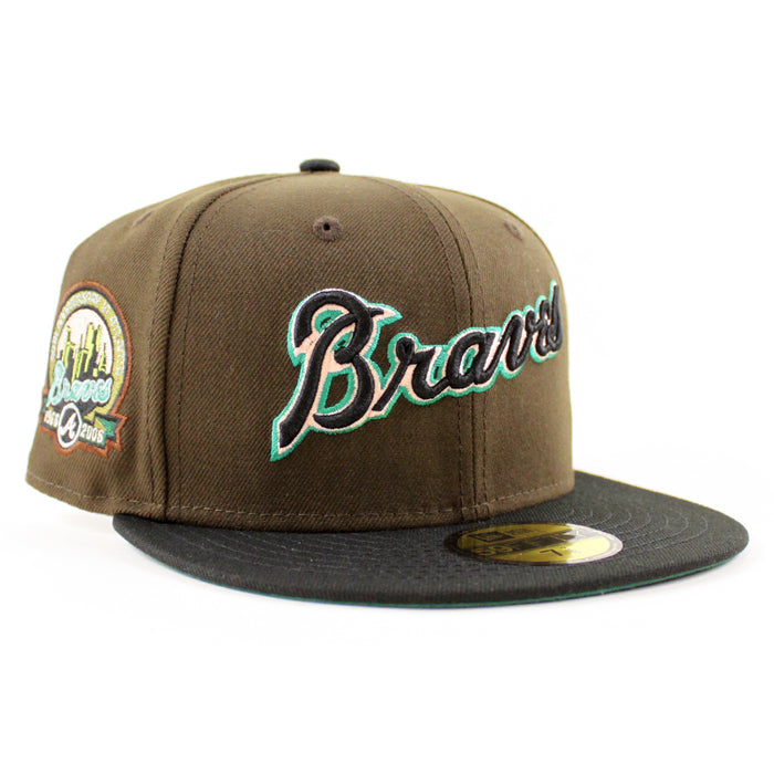 Atlanta Braves 40th Anniversary New Era 59Fifty Fitted Hat (Walnut Black Emerald Under Brim)