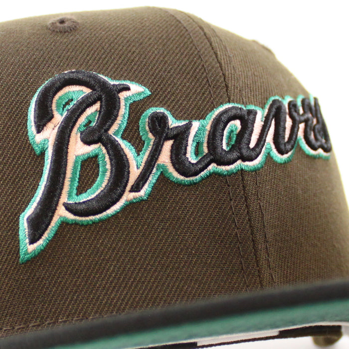 Atlanta Braves 40th Anniversary New Era 59Fifty Fitted Hat (Walnut Black Emerald Under Brim)