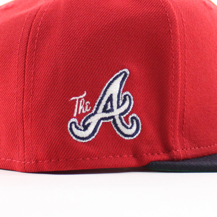 Atlanta Braves "The A" Patch New Era 59Fifty Fitted Hat (Scarlet Red Navy Green Under Brim)