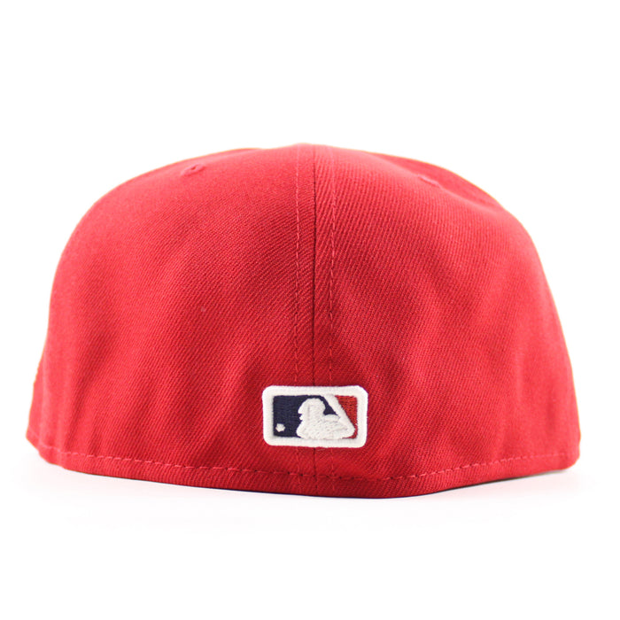 Atlanta Braves "The A" Patch New Era 59Fifty Fitted Hat (Scarlet Red Navy Green Under Brim)