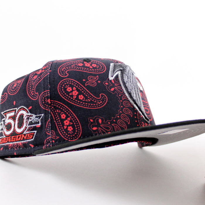 Atlanta Falcons 50th Anniversary New Era 59Fifty Fitted Hat (Red Paisley Black Gray Under Brim)