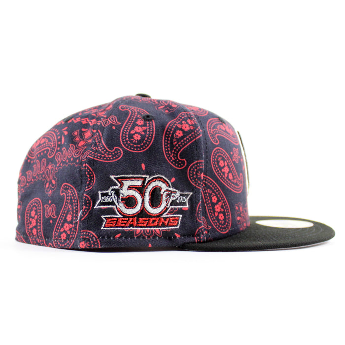 Atlanta Falcons 50th Anniversary New Era 59Fifty Fitted Hat (Red Paisley Black Gray Under Brim)