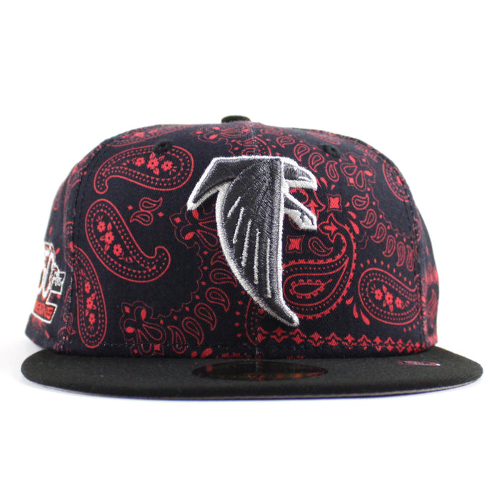 Atlanta Falcons 50th Anniversary New Era 59Fifty Fitted Hat (Red Paisley Black Gray Under Brim)