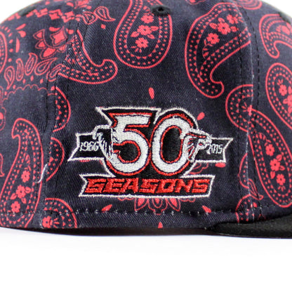 Atlanta Falcons 50th Anniversary New Era 59Fifty Fitted Hat (Red Paisley Black Gray Under Brim)