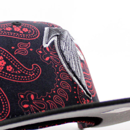 Atlanta Falcons 50th Anniversary New Era 59Fifty Fitted Hat (Red Paisley Black Gray Under Brim)