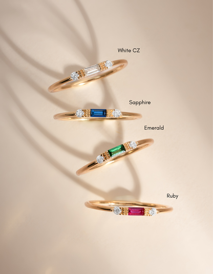 White CZ Baguette Ring