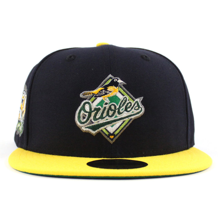 Baltimore Orioles 10TH ANNIVERSARY 59Fifty New Era Fitted Hat (Navy Canary Green Under Brim)