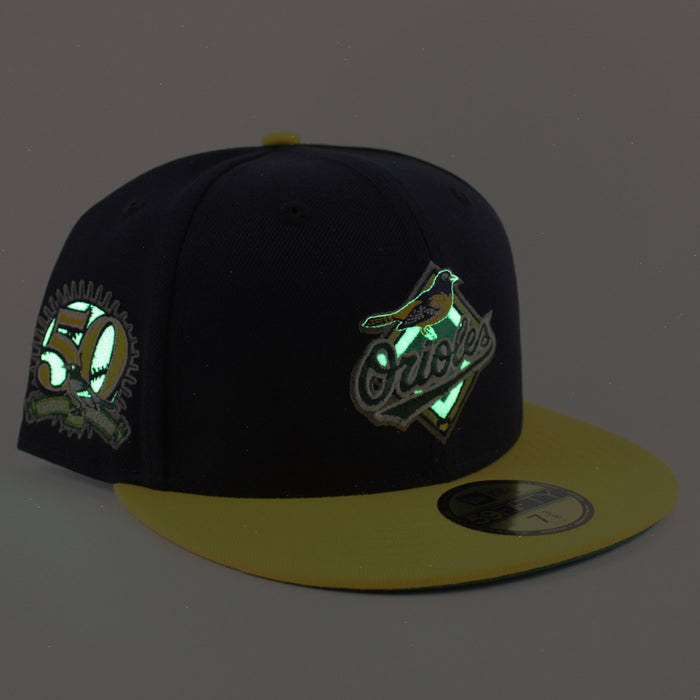 Baltimore Orioles 10TH ANNIVERSARY 59Fifty New Era Fitted Hat (Navy Canary Green Under Brim)