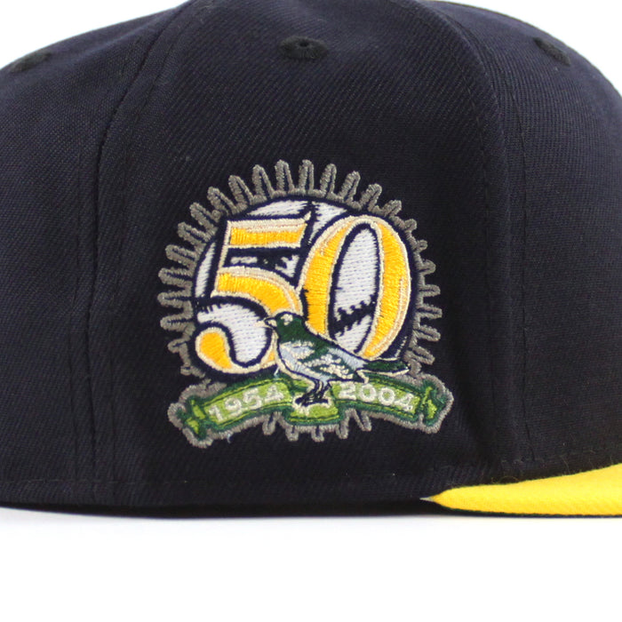 Baltimore Orioles 10TH ANNIVERSARY 59Fifty New Era Fitted Hat (Navy Canary Green Under Brim)